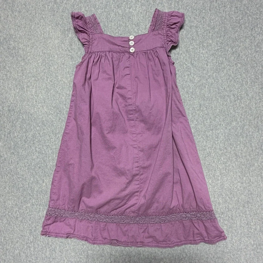Mini Boden Girls Purple Cotton Lace Flutter Sleeve Dress Size‎ 4-5Y